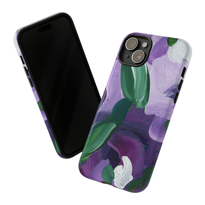 Purple Flowers Hand Painted Abstract Colorful Case: Impact-Resistant Phone Cases