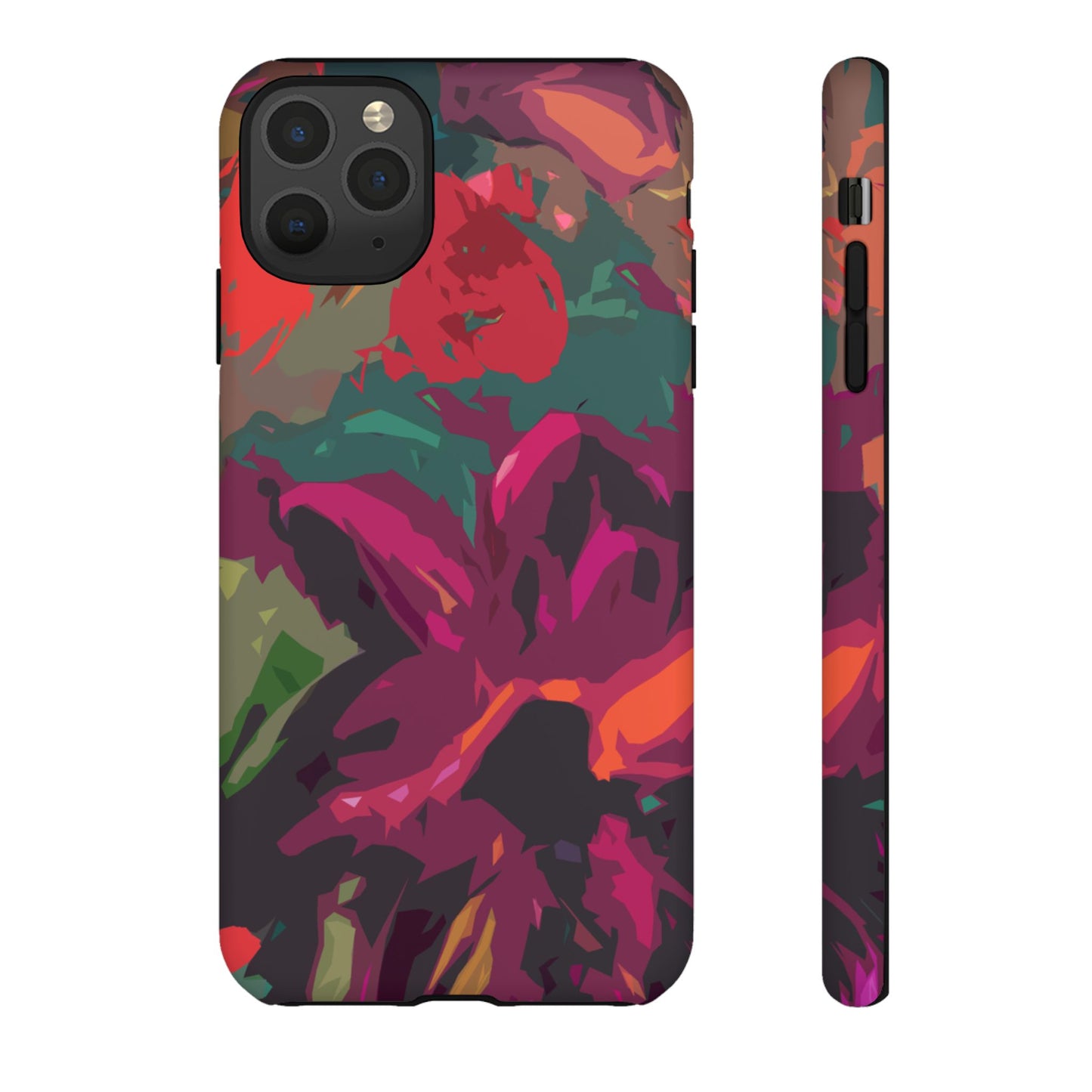 Hand Painted Abstract Colorful Burgundy Teal Orange Red Impact-Resistant Phone Cases