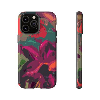 Hand Painted Abstract Colorful Burgundy Teal Orange Red Impact-Resistant Phone Cases