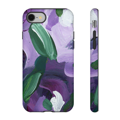 Purple Flowers Hand Painted Abstract Colorful Case: Impact-Resistant Phone Cases