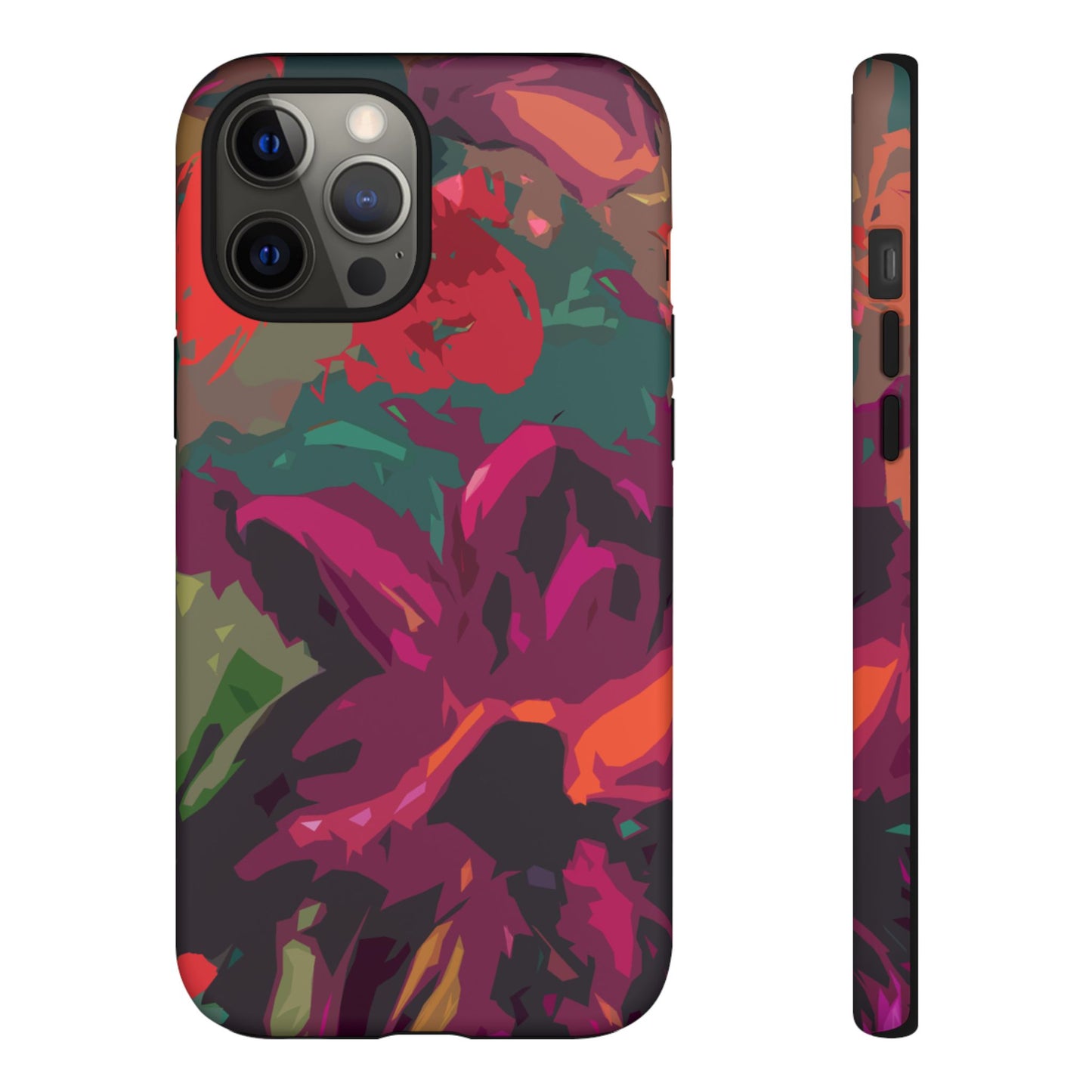 Hand Painted Abstract Colorful Burgundy Teal Orange Red Impact-Resistant Phone Cases