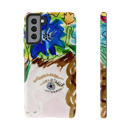 Vera | Hand Painted Girl with Flowers Headdress Colorful Case: Impact-Resistant Phone Cases