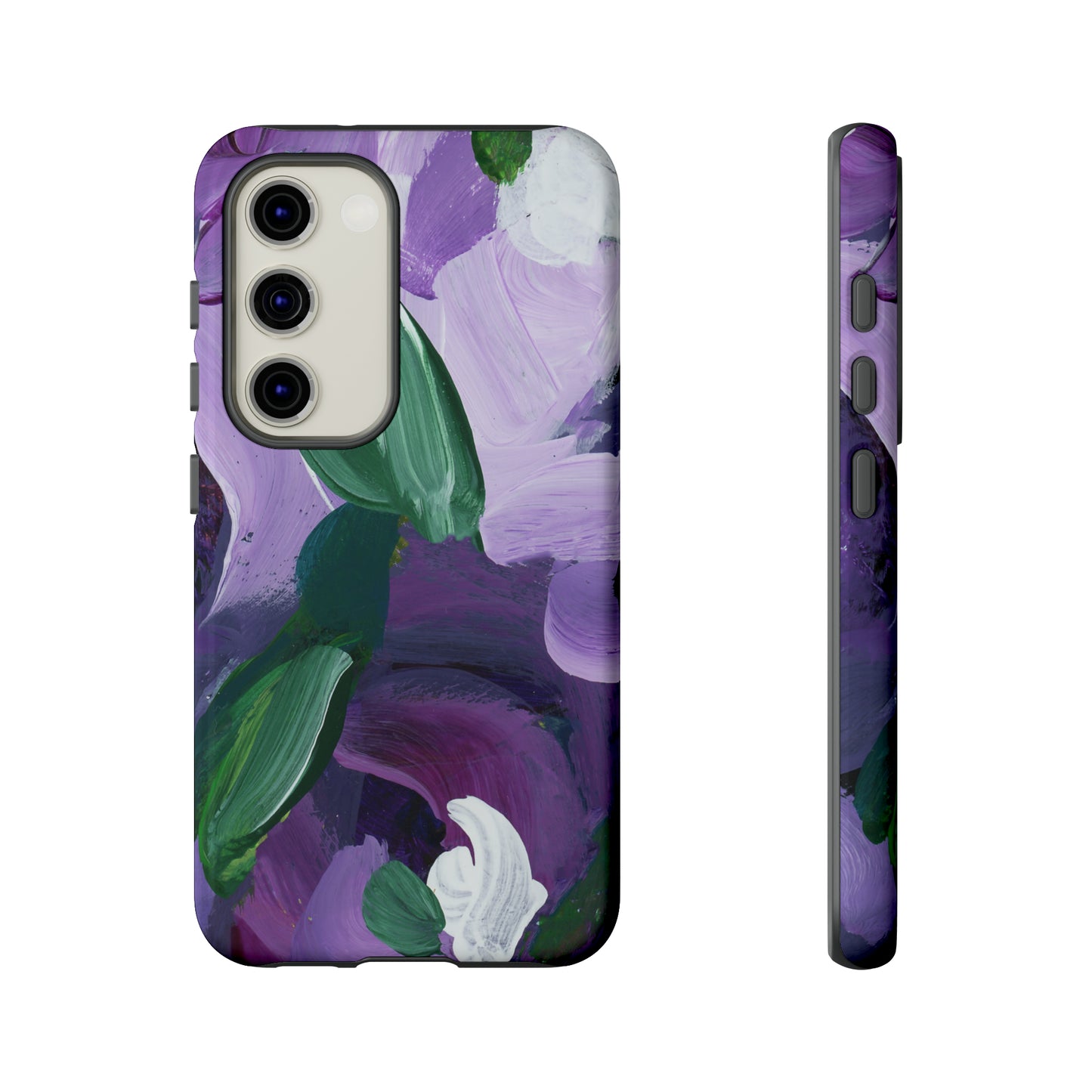 Purple Flowers Hand Painted Abstract Colorful Case: Impact-Resistant Phone Cases