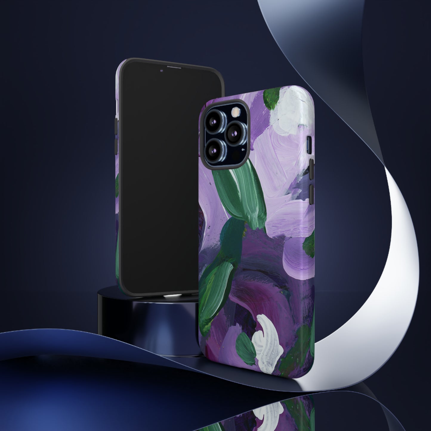 Purple Flowers Hand Painted Abstract Colorful Case: Impact-Resistant Phone Cases