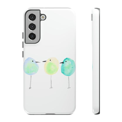 3 Watercolor Quirky Birds Hand Painted Phone Case - Tough Case