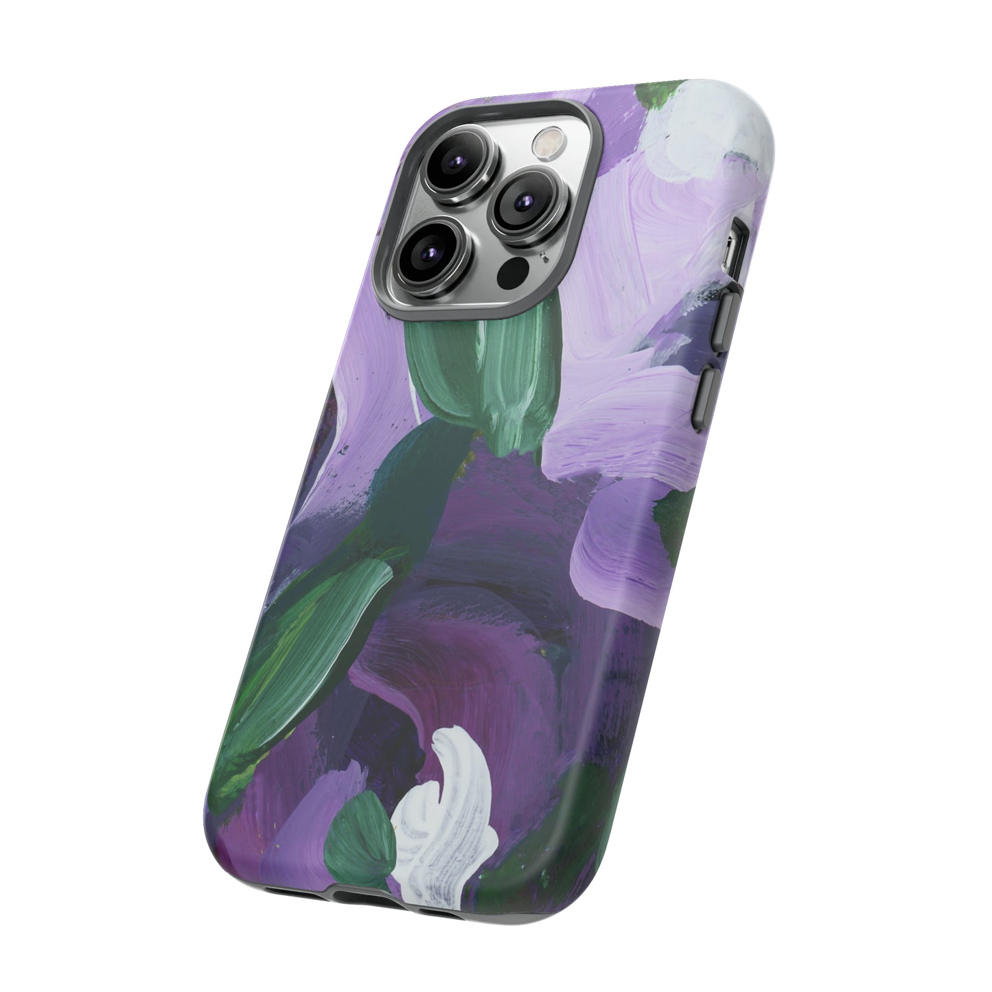 Purple Flowers Hand Painted Abstract Colorful Case: Impact-Resistant Phone Cases