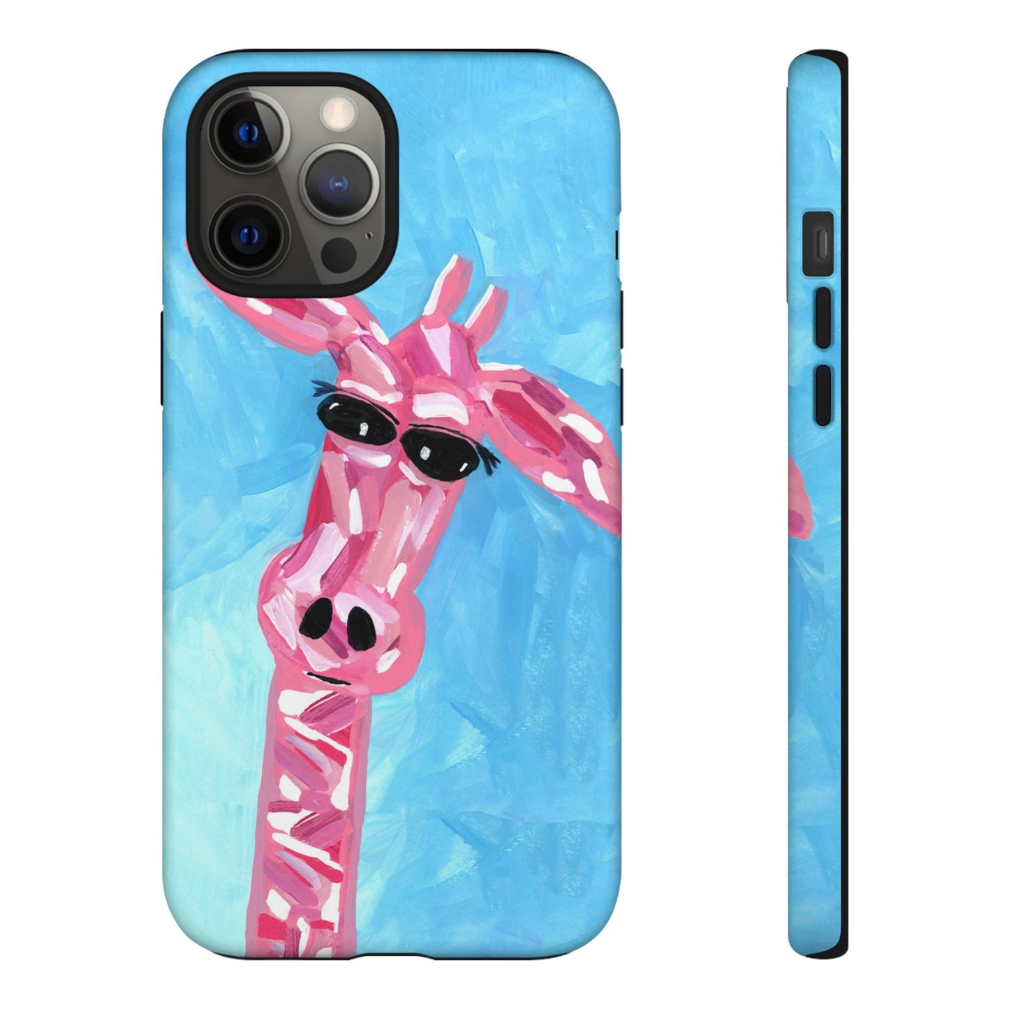 Bright Pink Giraffe Hand Painted Phone Case - Tough Cases