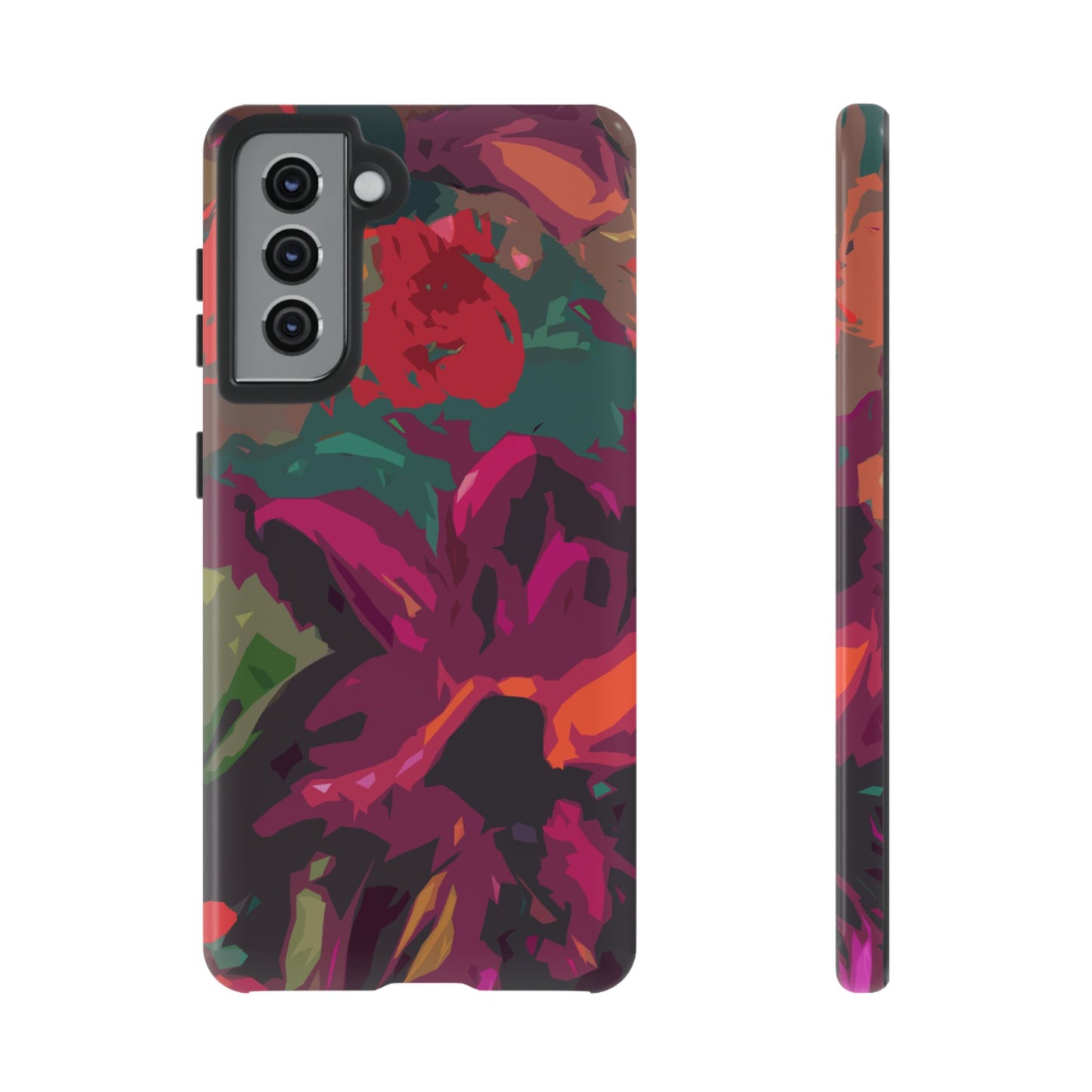 Hand Painted Abstract Colorful Burgundy Teal Orange Red Impact-Resistant Phone Cases