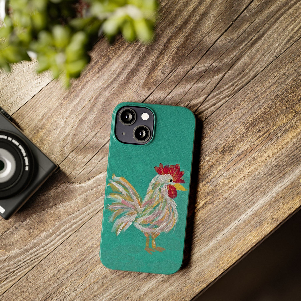 Phone Case hand painted chicken rooster digitized