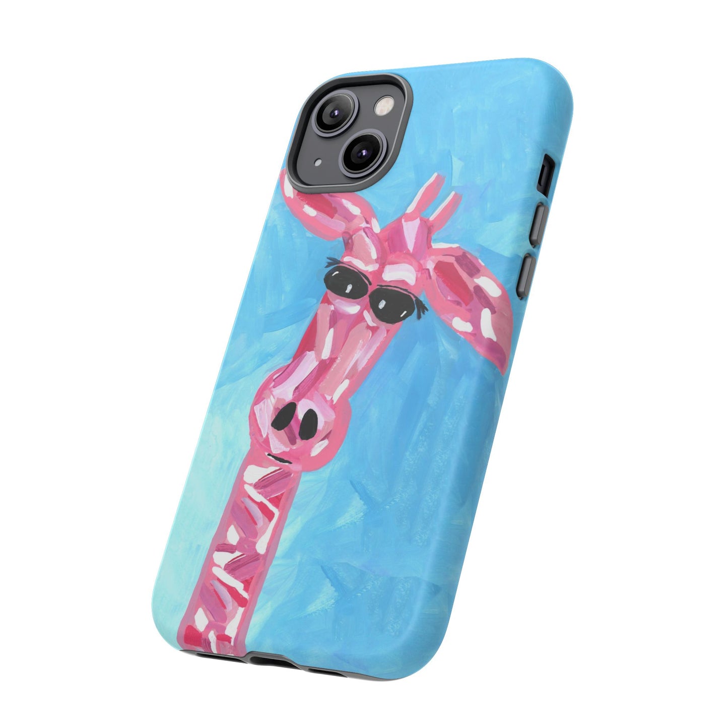 Bright Pink Giraffe Hand Painted Phone Case - Tough Cases