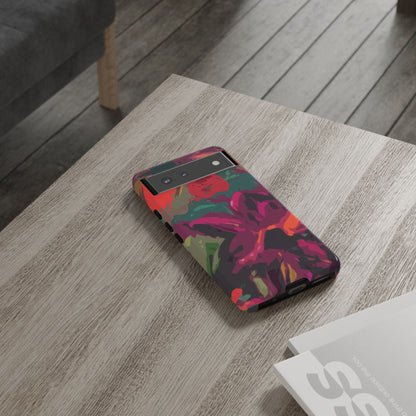 Hand Painted Abstract Colorful Burgundy Teal Orange Red Impact-Resistant Phone Cases