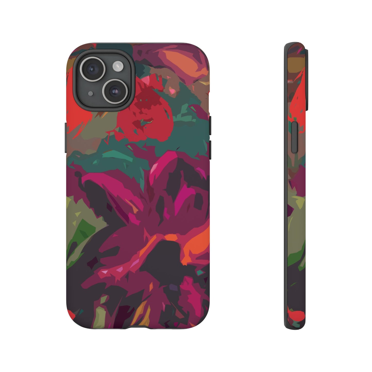 Hand Painted Abstract Colorful Burgundy Teal Orange Red Impact-Resistant Phone Cases