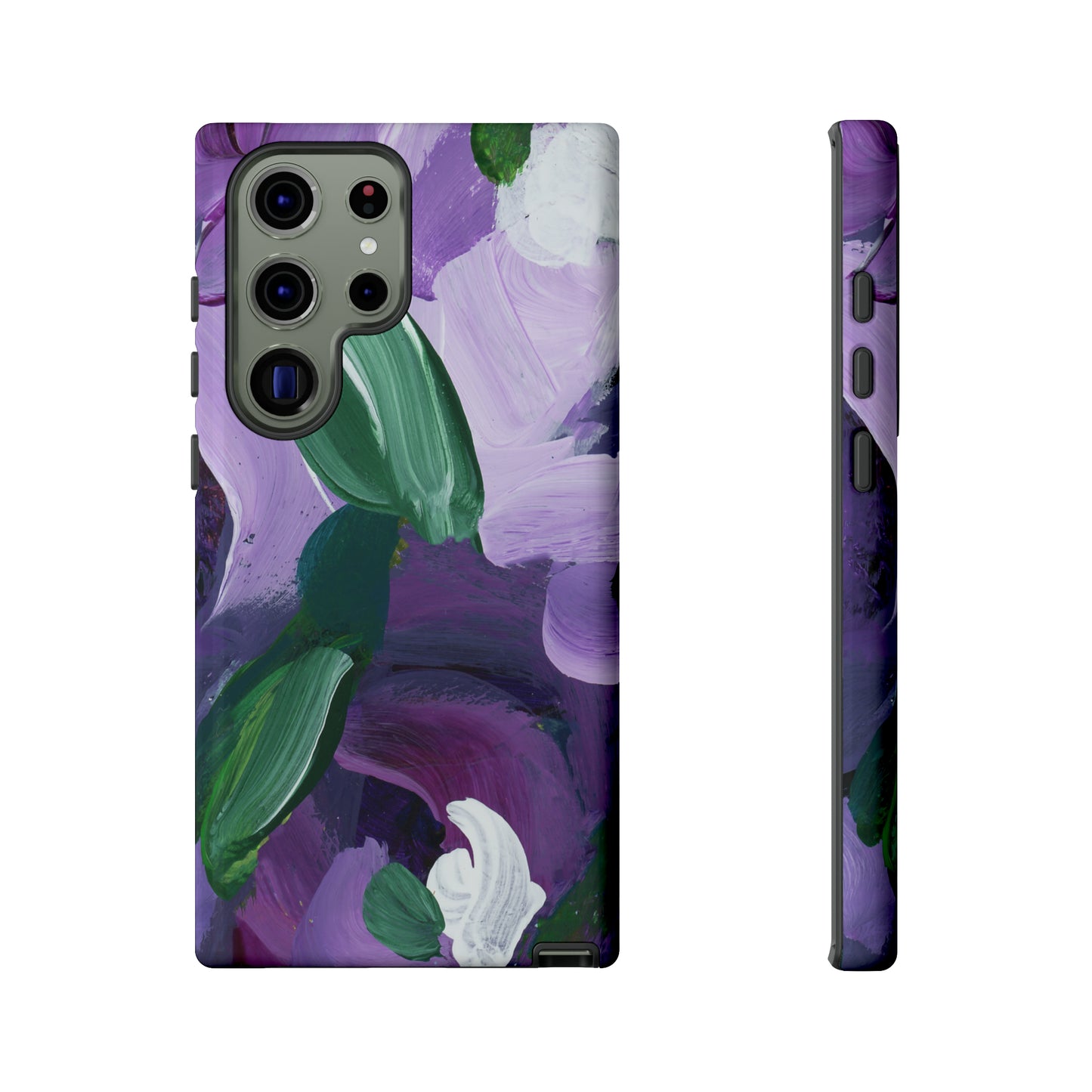 Purple Flowers Hand Painted Abstract Colorful Case: Impact-Resistant Phone Cases