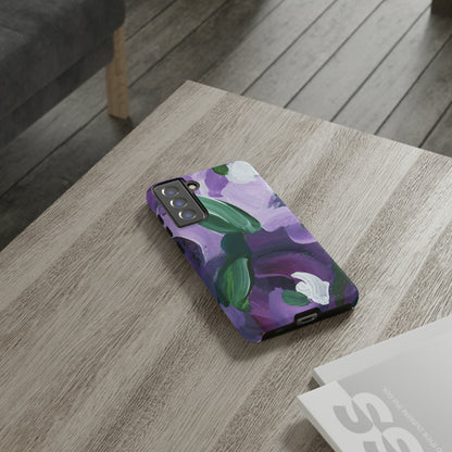 Purple Flowers Hand Painted Abstract Colorful Case: Impact-Resistant Phone Cases