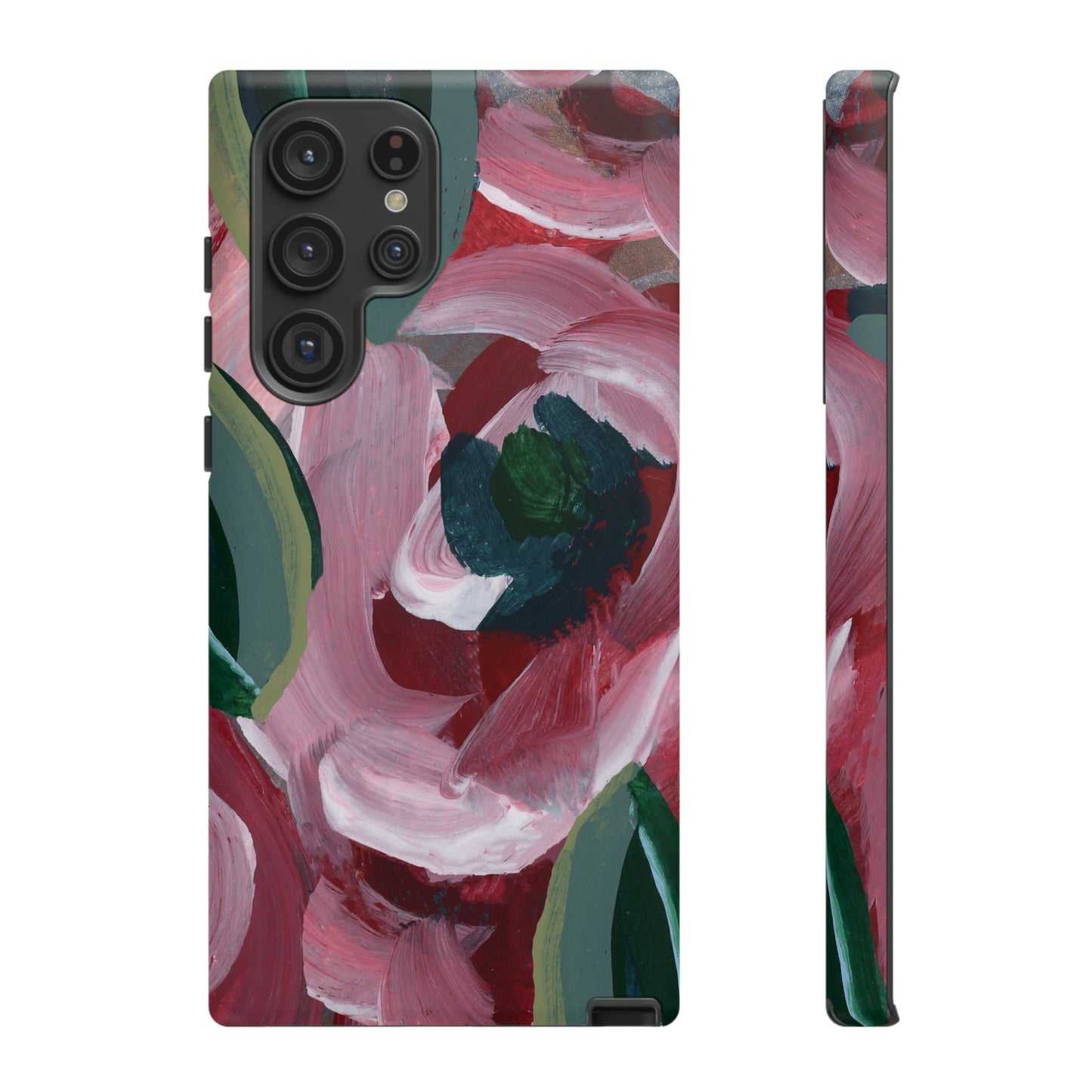 Burgundy Red Floral Hand Painted Abstract Colorful Case: Impact-Resistant Phone Cases