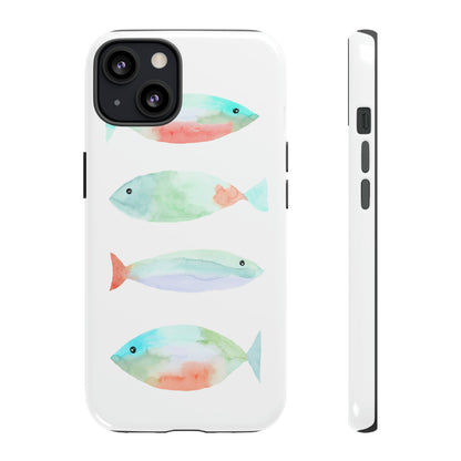 4 Watercolor Fish Hand Painted Cute Phone Case - Tough Case