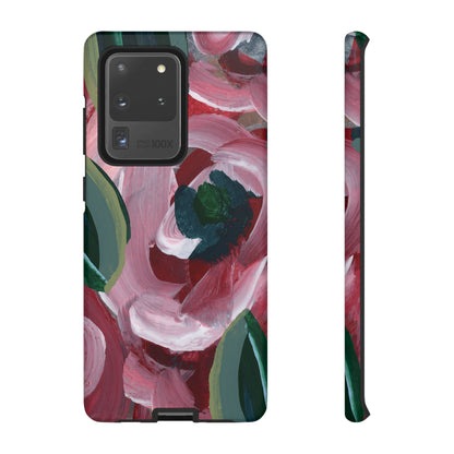 Burgundy Red Floral Hand Painted Abstract Colorful Case: Impact-Resistant Phone Cases