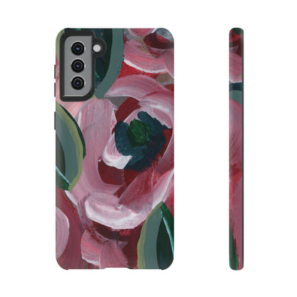 Burgundy Red Floral Hand Painted Abstract Colorful Case: Impact-Resistant Phone Cases