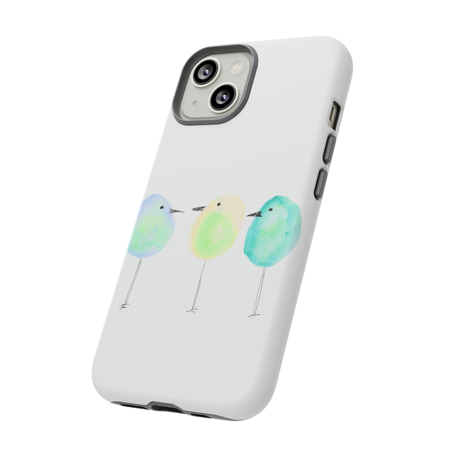 3 Watercolor Quirky Birds Hand Painted Phone Case - Tough Case