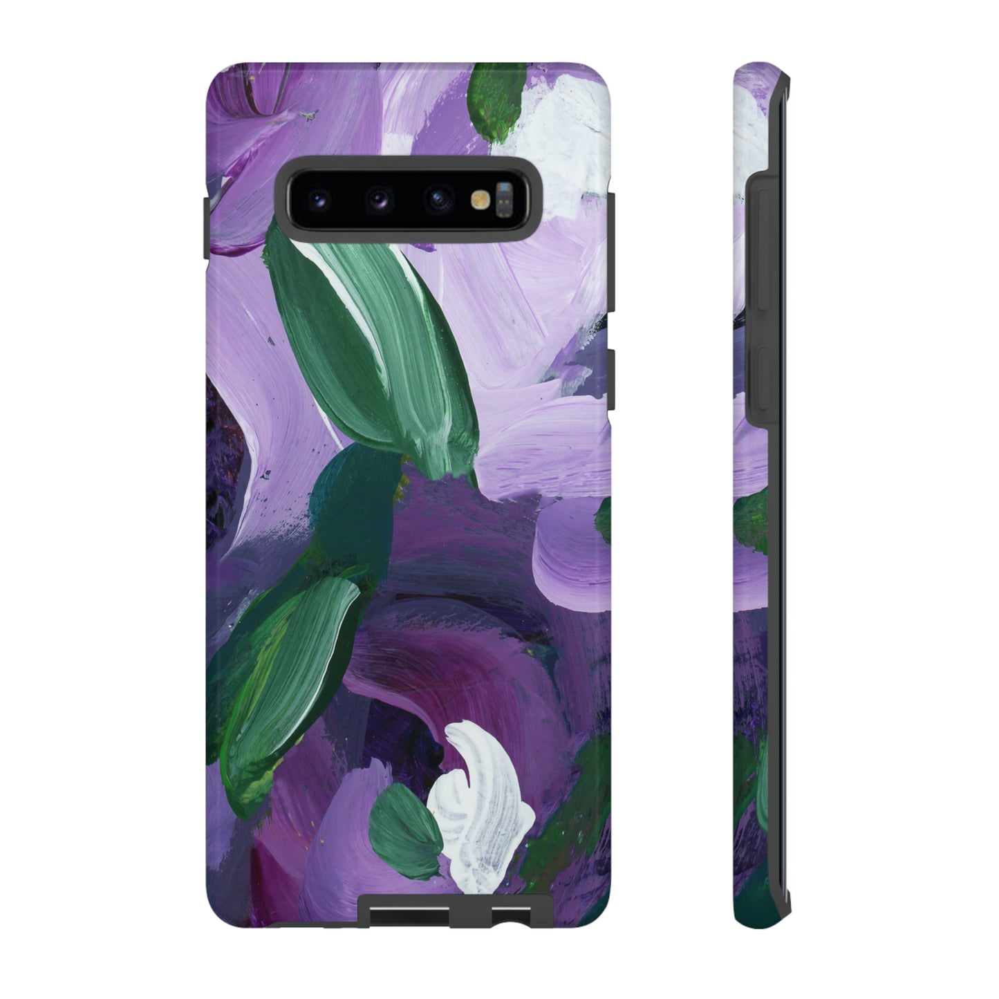 Purple Flowers Hand Painted Abstract Colorful Case: Impact-Resistant Phone Cases