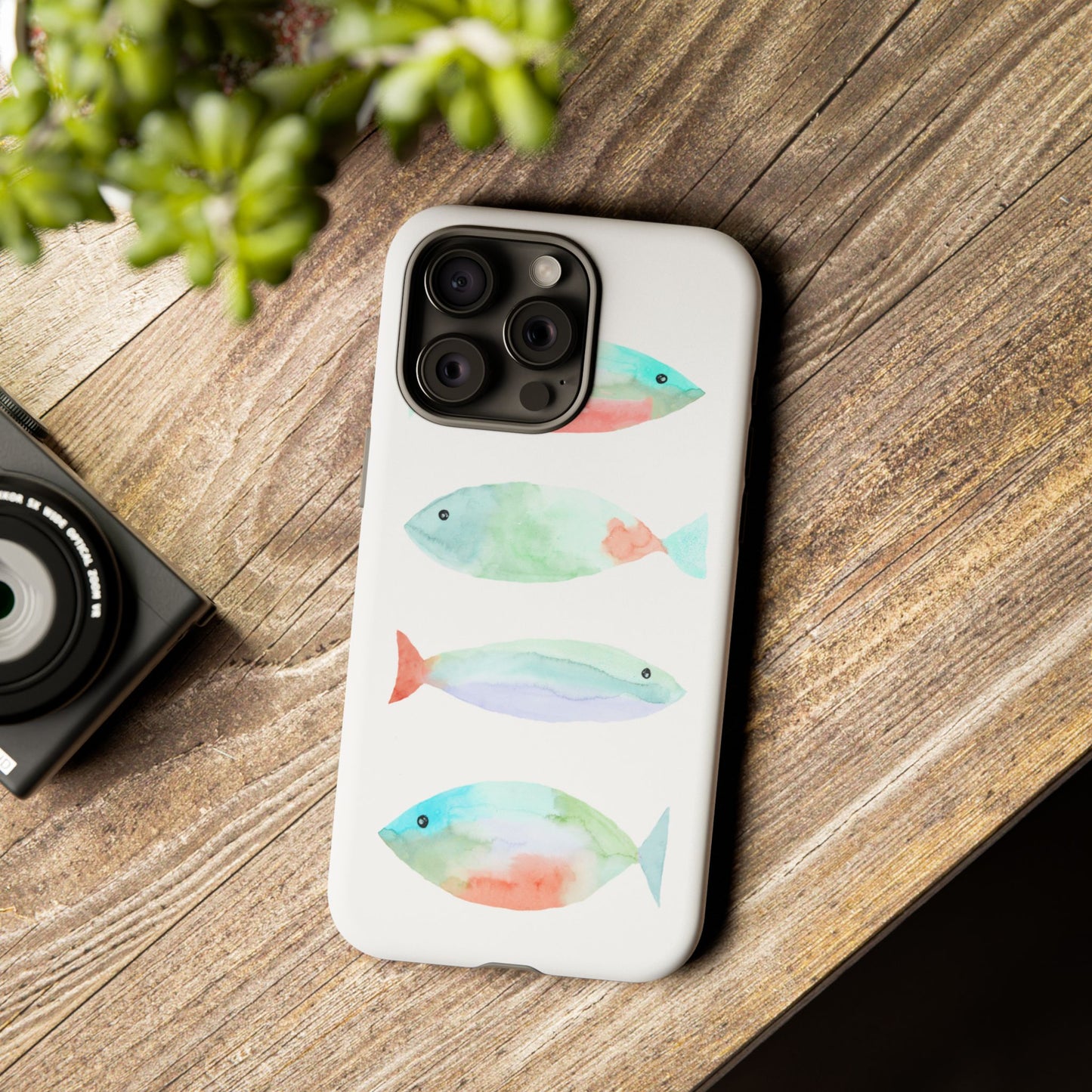 4 Watercolor Fish Hand Painted Cute Phone Case - Tough Case