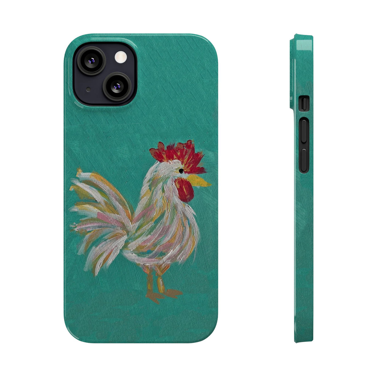 Phone Case hand painted chicken rooster digitized