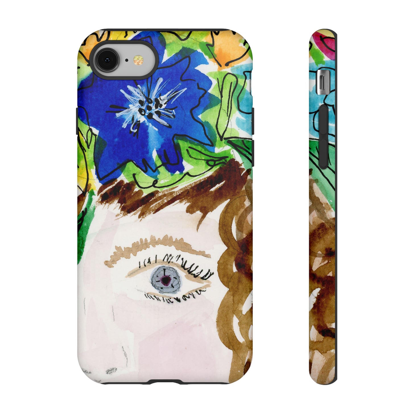 Vera | Hand Painted Girl with Flowers Headdress Colorful Case: Impact-Resistant Phone Cases