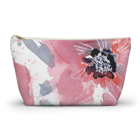 Colorful Watercolor Floral Pinks Cosmetic Travel Bag