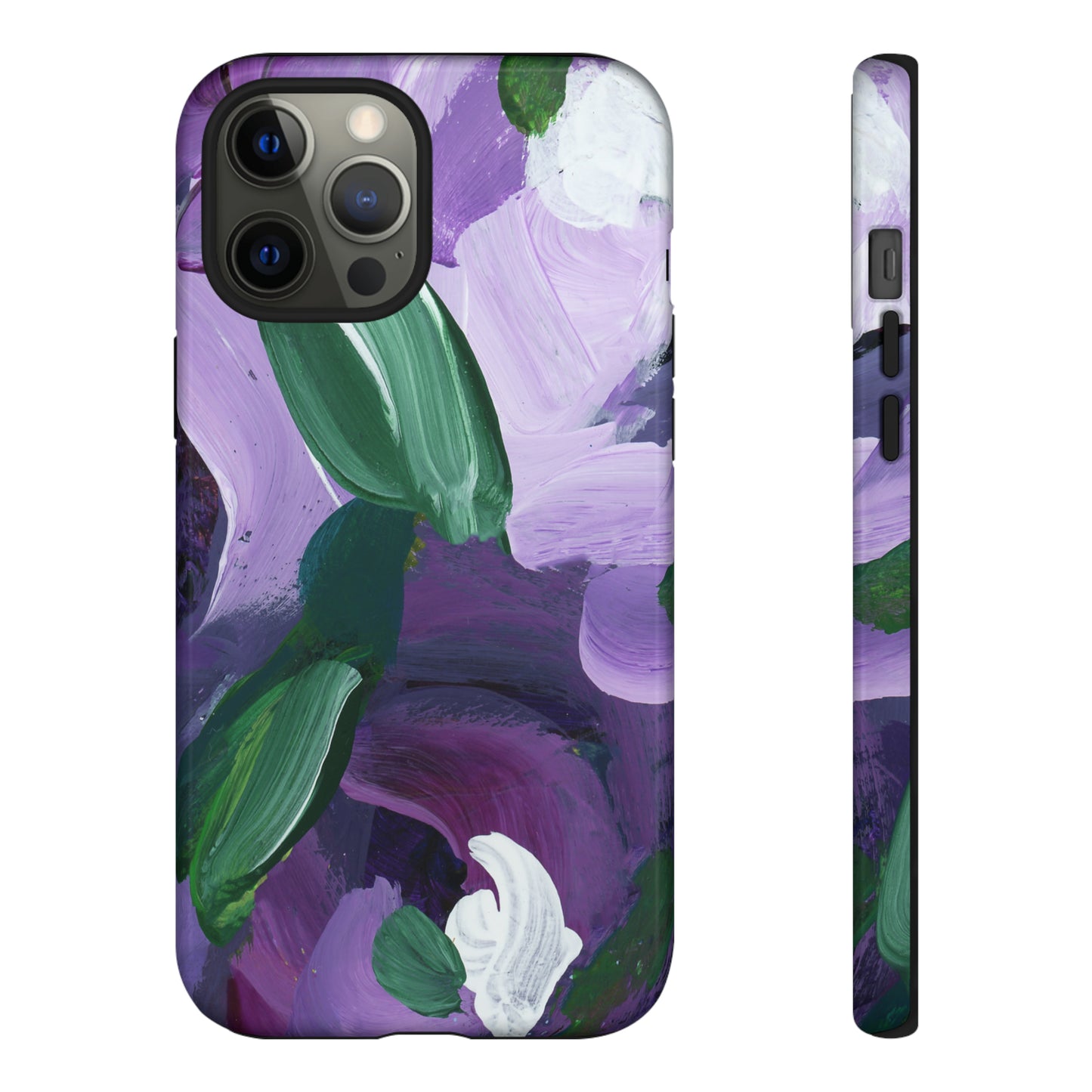 Purple Flowers Hand Painted Abstract Colorful Case: Impact-Resistant Phone Cases