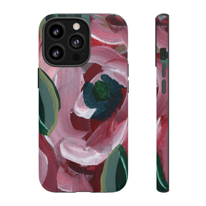 Burgundy Red Floral Hand Painted Abstract Colorful Case: Impact-Resistant Phone Cases