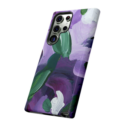 Purple Flowers Hand Painted Abstract Colorful Case: Impact-Resistant Phone Cases