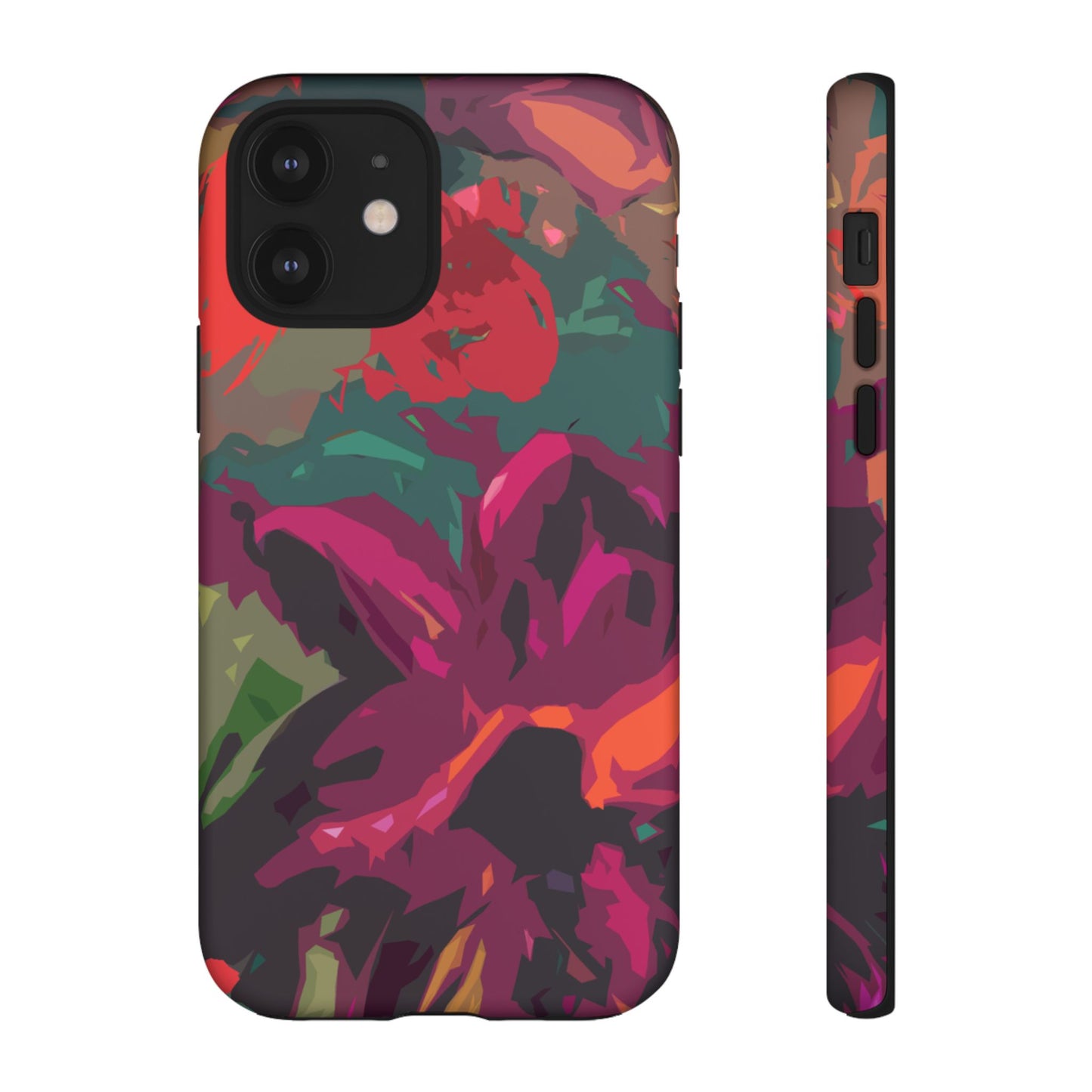 Hand Painted Abstract Colorful Burgundy Teal Orange Red Impact-Resistant Phone Cases