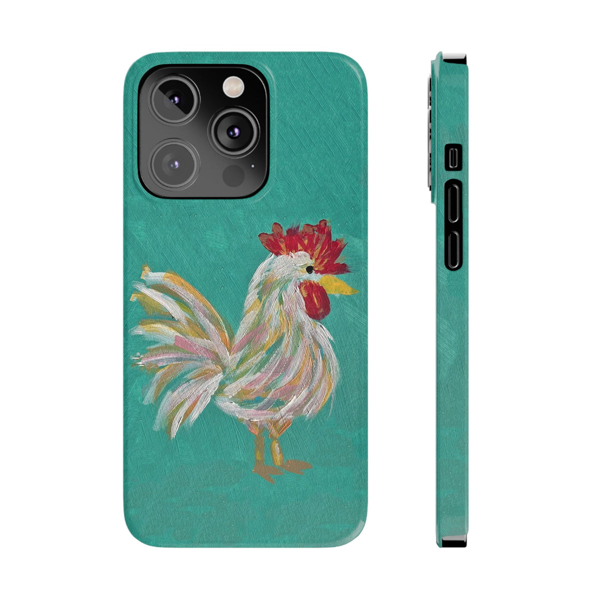 Phone Case hand painted chicken rooster digitized