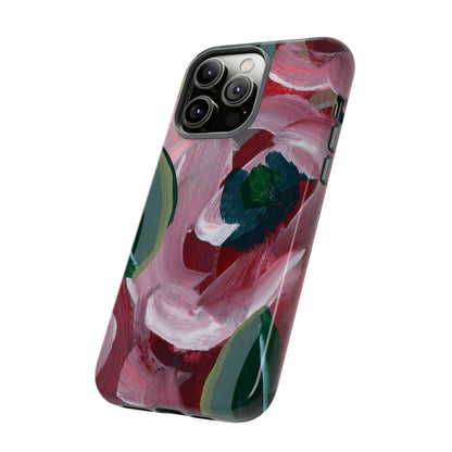 Burgundy Red Floral Hand Painted Abstract Colorful Case: Impact-Resistant Phone Cases