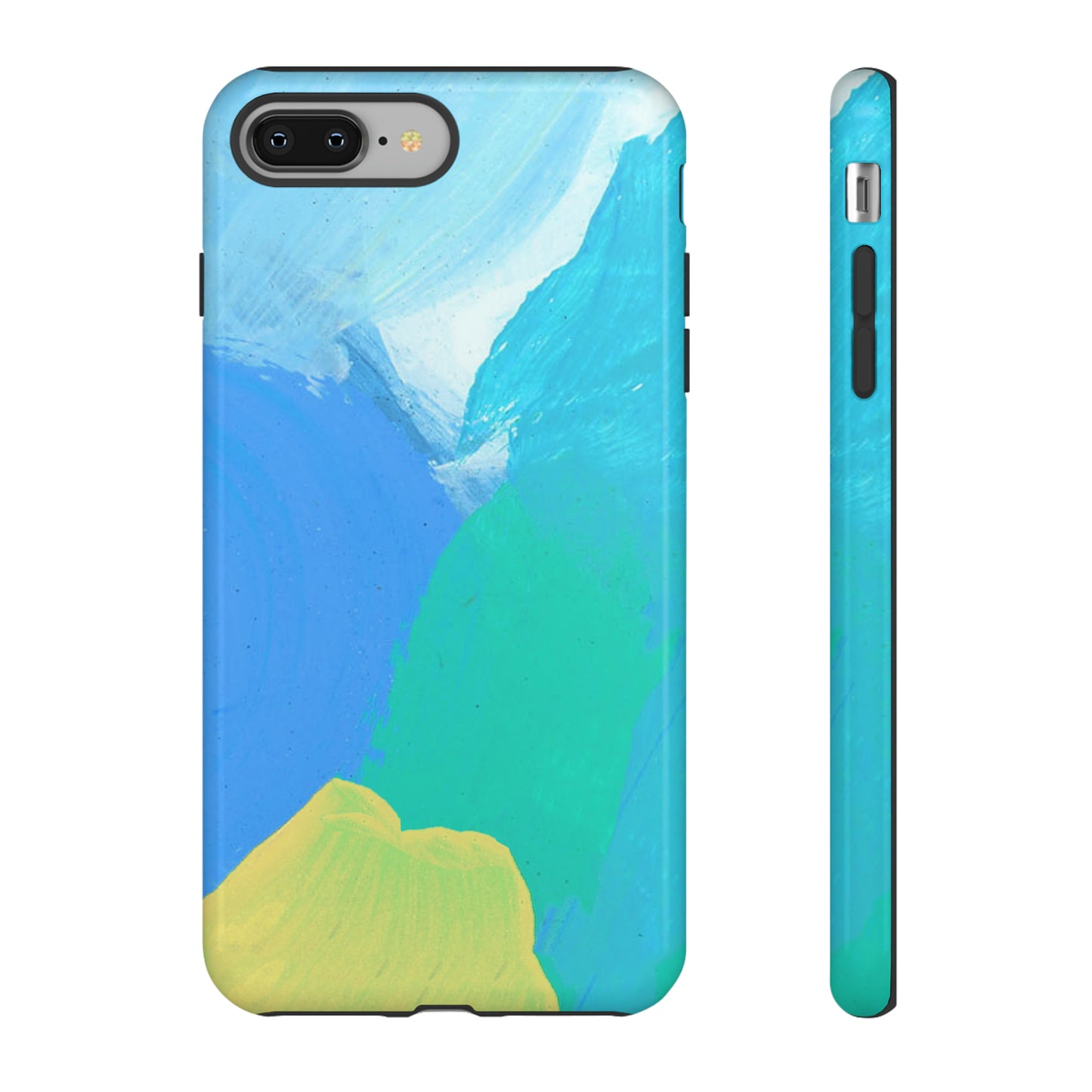 Hand Painted Abstract Blue Teal White Yellow Cute Phone Case - Tough Cases