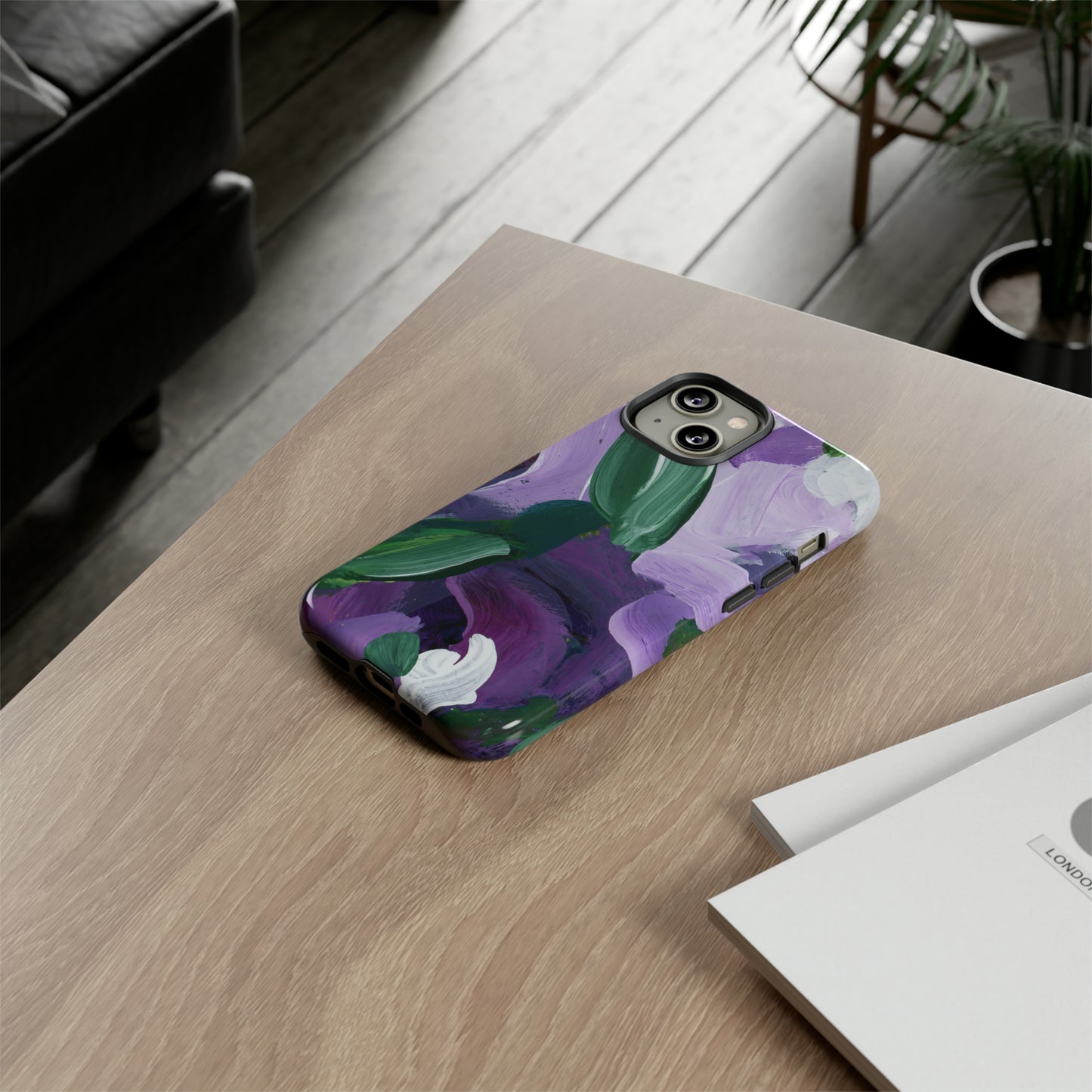 Purple Flowers Hand Painted Abstract Colorful Case: Impact-Resistant Phone Cases