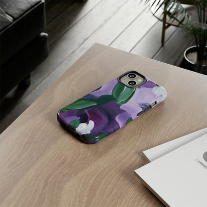 Purple Flowers Hand Painted Abstract Colorful Case: Impact-Resistant Phone Cases