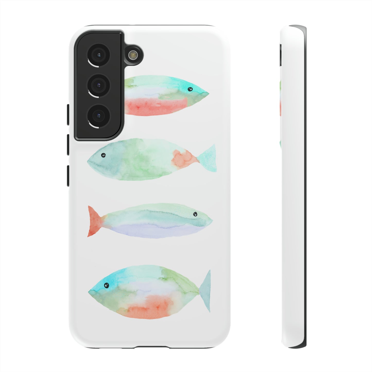 4 Watercolor Fish Hand Painted Cute Phone Case - Tough Case