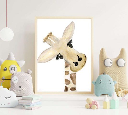 Watercolor Giraffe Print, Safari Nursery Decor - grace & finn