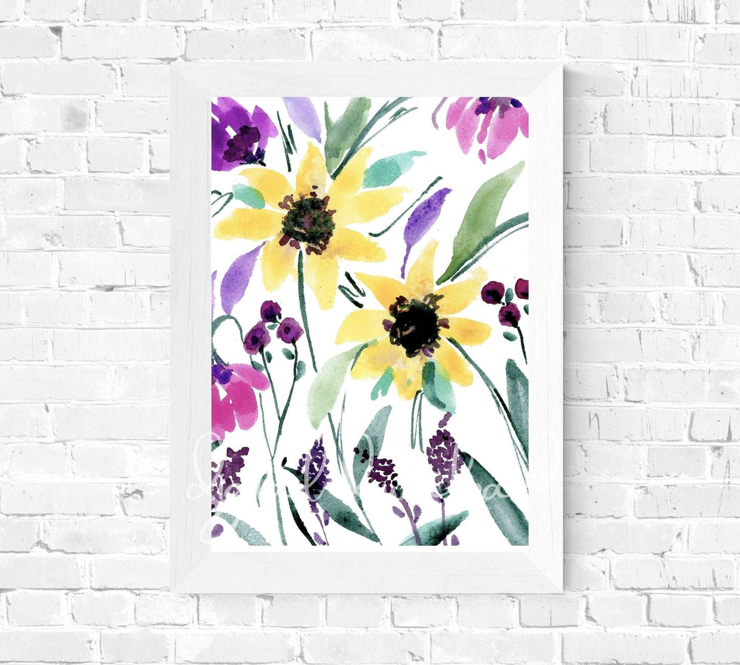 Watercolor Wildflowers Print, Downloadable Wall Art - grace & finn