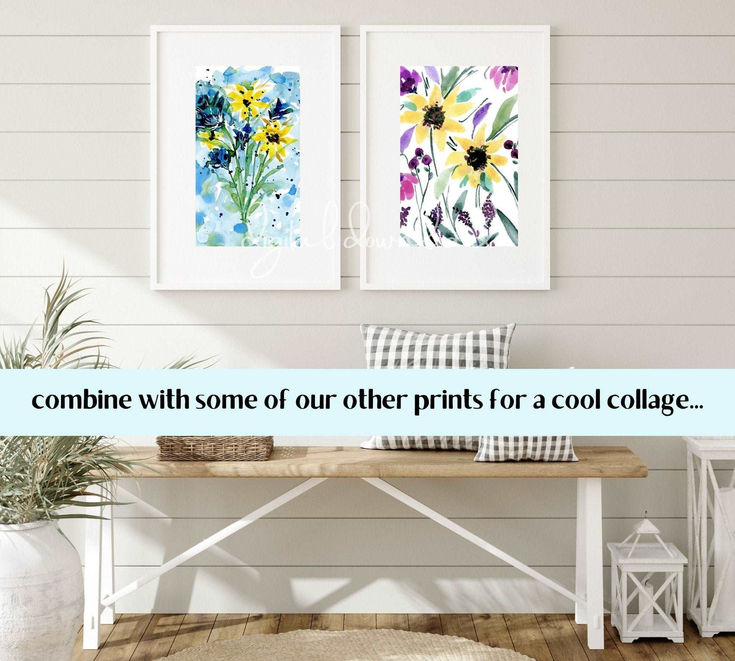 Watercolor Wildflowers Print, Downloadable Wall Art - grace & finn