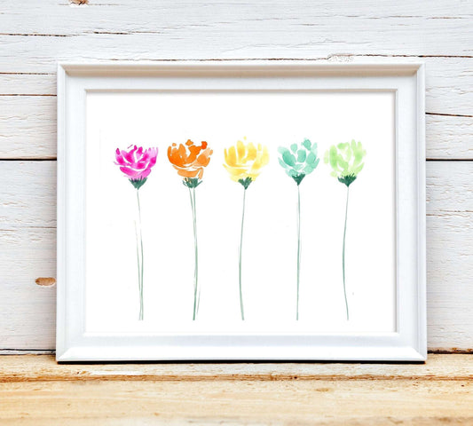 Wildflowers Watercolor Print, Downloadable Wall Art - grace & finn